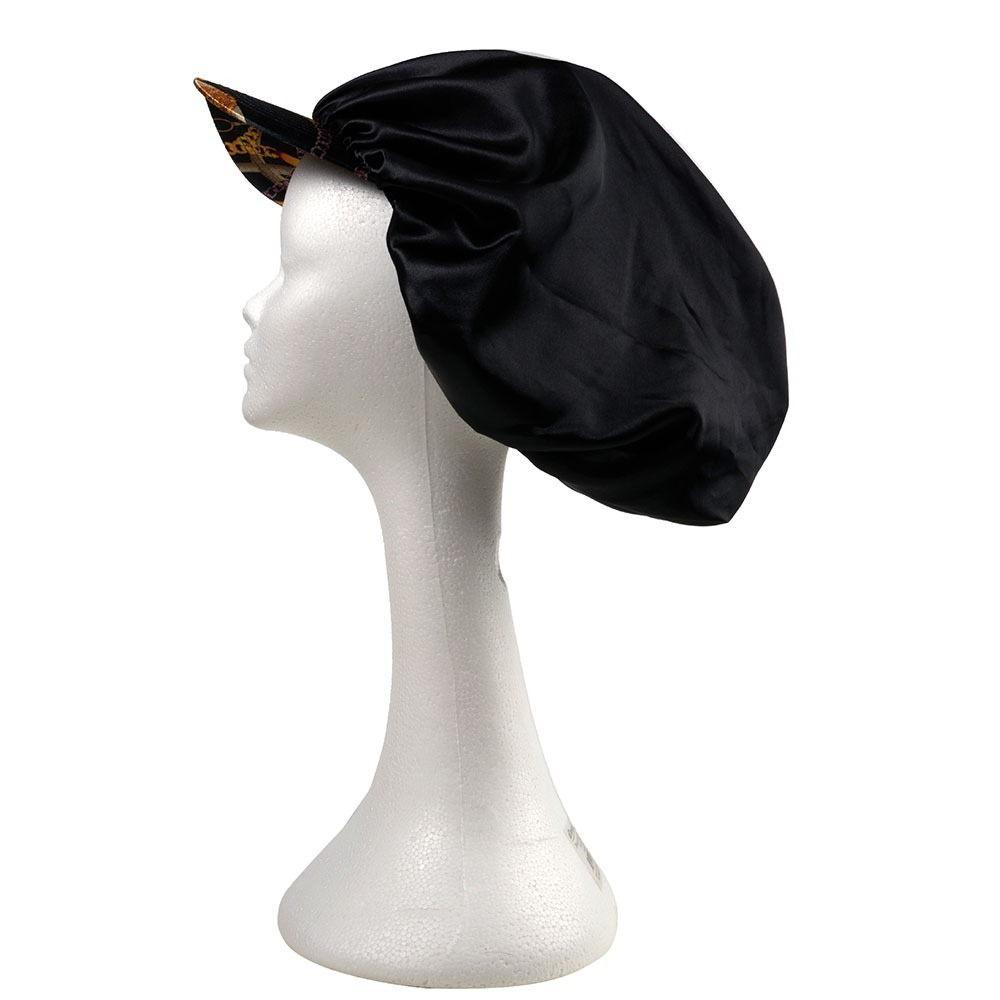 XL Satin Visor Bonnet - Black