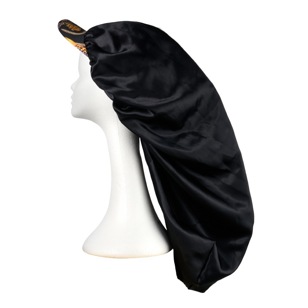 Satin Visor Braid Bonnet - Black
