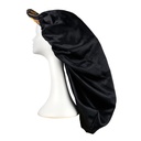 Satin Visor Braid Bonnet - Black