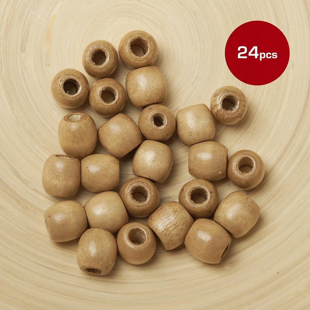 Jumbo Wood Hair Beads (24pcs)