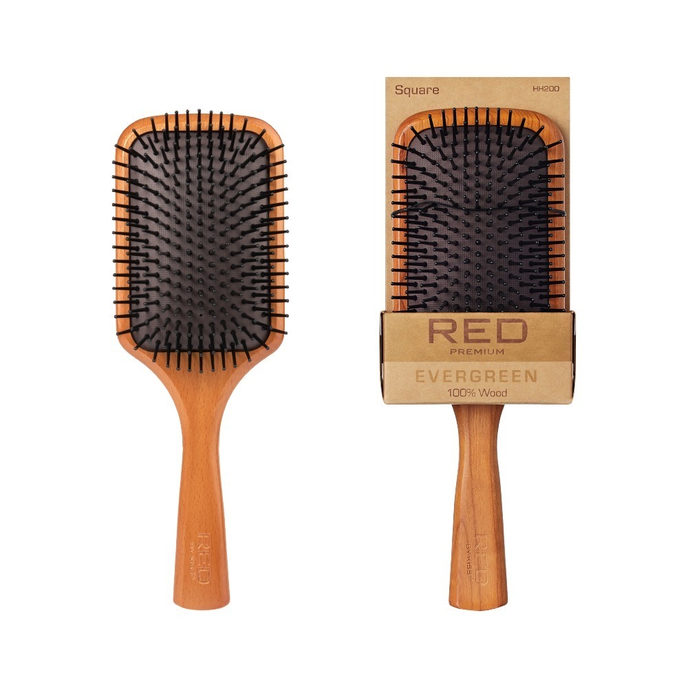 Evergreen Wooden Square Paddle Hair Brush