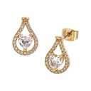 18K Gold Plated Cubic Zirconia Teardrop Stud Earrings