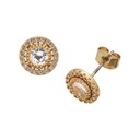 18K Gold Plated Cubic Zirconia Round Button Stud Earrings