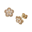 18K Gold Plated Cubic Zirconia Flower Stud Earrings