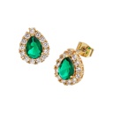 18K Gold Plated Cubic Zirconia Green Teardrop Stud Earrings