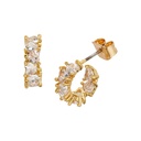 18K Gold Plated Cubic Zirconia Mini Hoop Stud Earrings