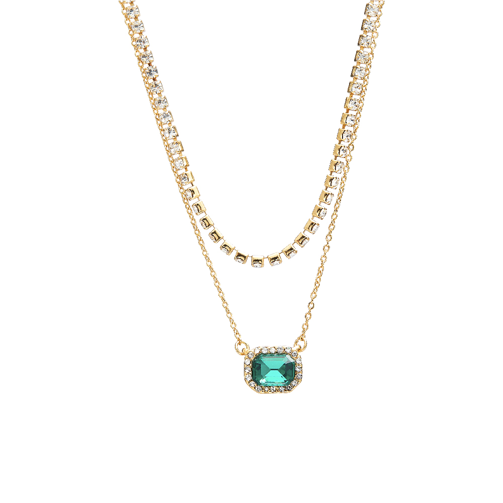 14K Gold Plated Stone Layered Necklace