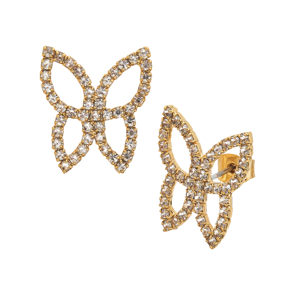 18K Gold Plated Cubic Zirconia Butterfly Earrings