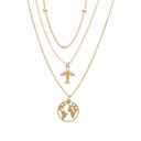 14K Gold Plated Globe 3 Layered Necklace Set