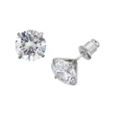 Silver Plated Cubic Zirconia Round Button Stud Earrings