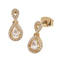 18K Gold Plated Cubic Zirconia Pear Stone Drop Earrings