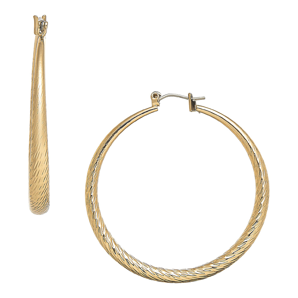 Gold / Silver Plated Hollow Diamond Cut Hoop Earrings