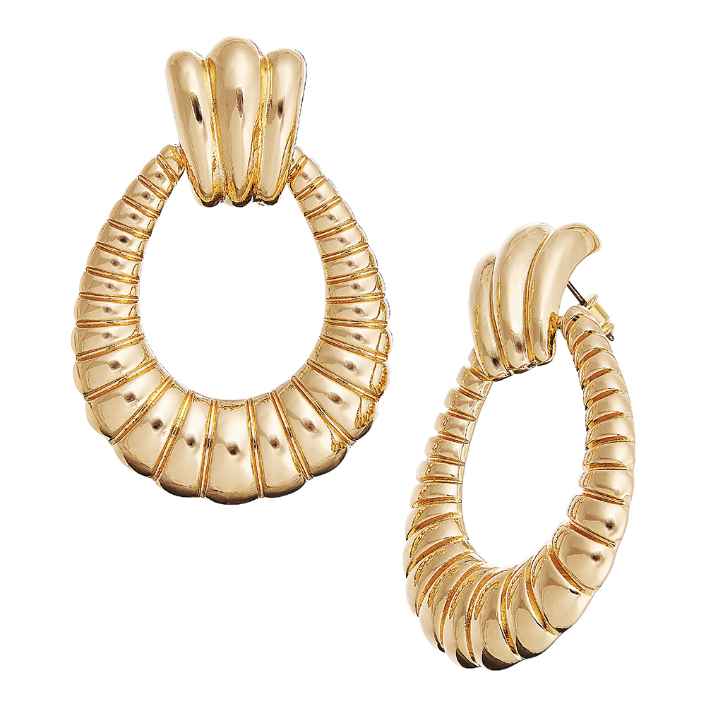 Gold Textured Drop Earrings