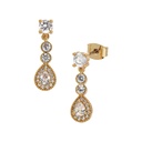 18K Gold Plated Cubic Zirconia Four Stone Drop Earrings