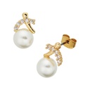 18K Gold Plated Cubic Zirconia Pearl Stud Earrings