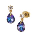 18K Gold Plated Cubic Zirconia Blue Stone Drop Earrings