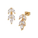 18K Gold Plated Cubic Zirconia Leaves Drop Earrings