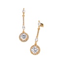 18K Gold Plated Cubic Zirconia Round Long Drop Earrings