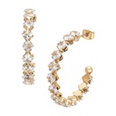 18K Gold Plated Cubic Zirconia Square Stone Half Hoop Earrings