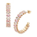 18K Gold Plated Cubic Zirconia Oval Stone Half Hoop Earrings