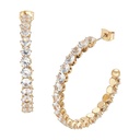 18K Gold Plated Cubic Zirconia Round Stone Half Hoop Earrings