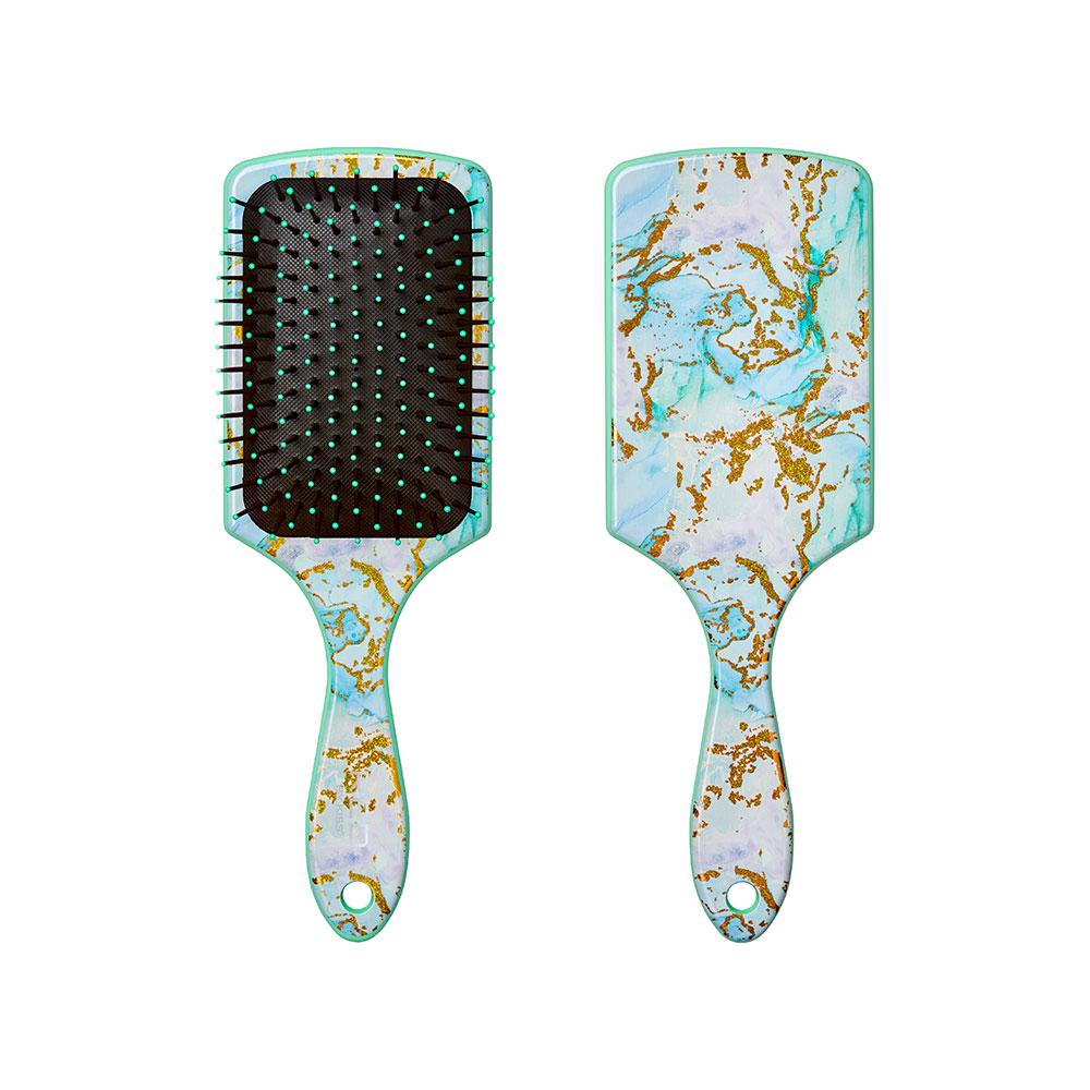 Square Paddle Designed Brush - Aqua Marble