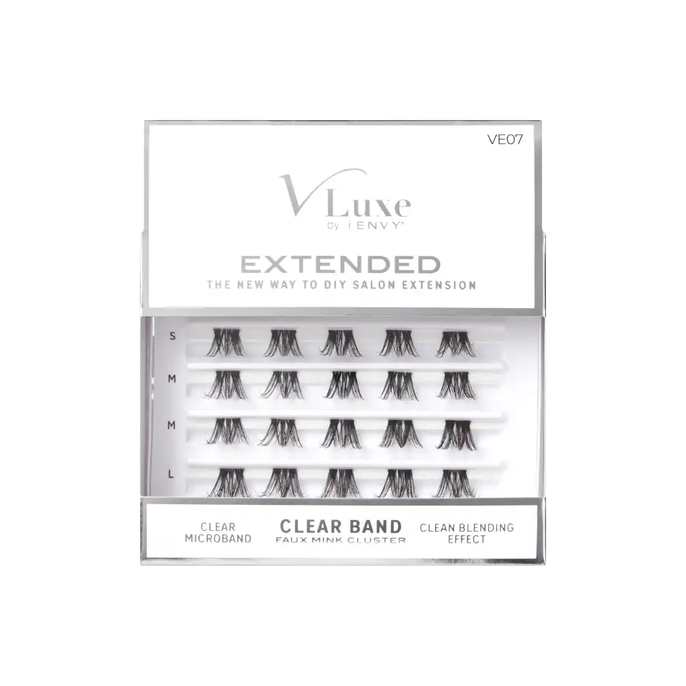Extended Faux Mink Clear Band Cluster Lashes