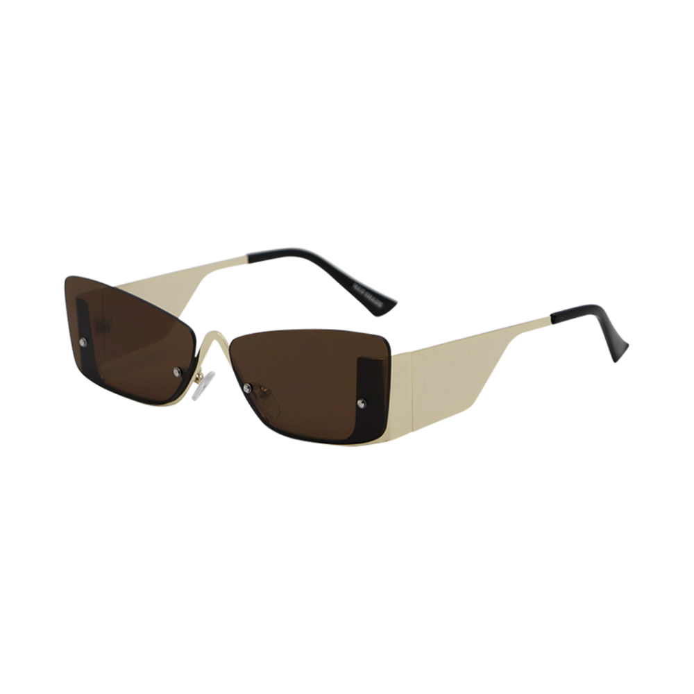 Semi-Rimless Rectangular Tinted Sunglasses #59