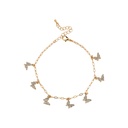 14K Gold Plated Gem Stone Butterflies Anklet