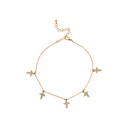 14K Gold Plated Gem Stone Cross Anklet