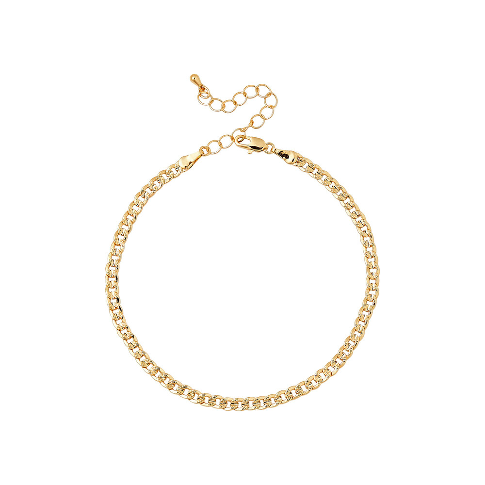14K Gold Plated 4mm Curb Chain Anklet