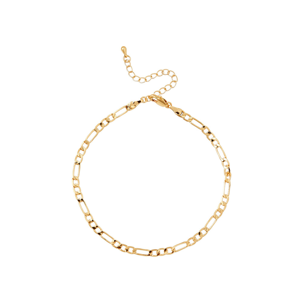 14K Gold Plated 4mm Figaro Chain Anklet