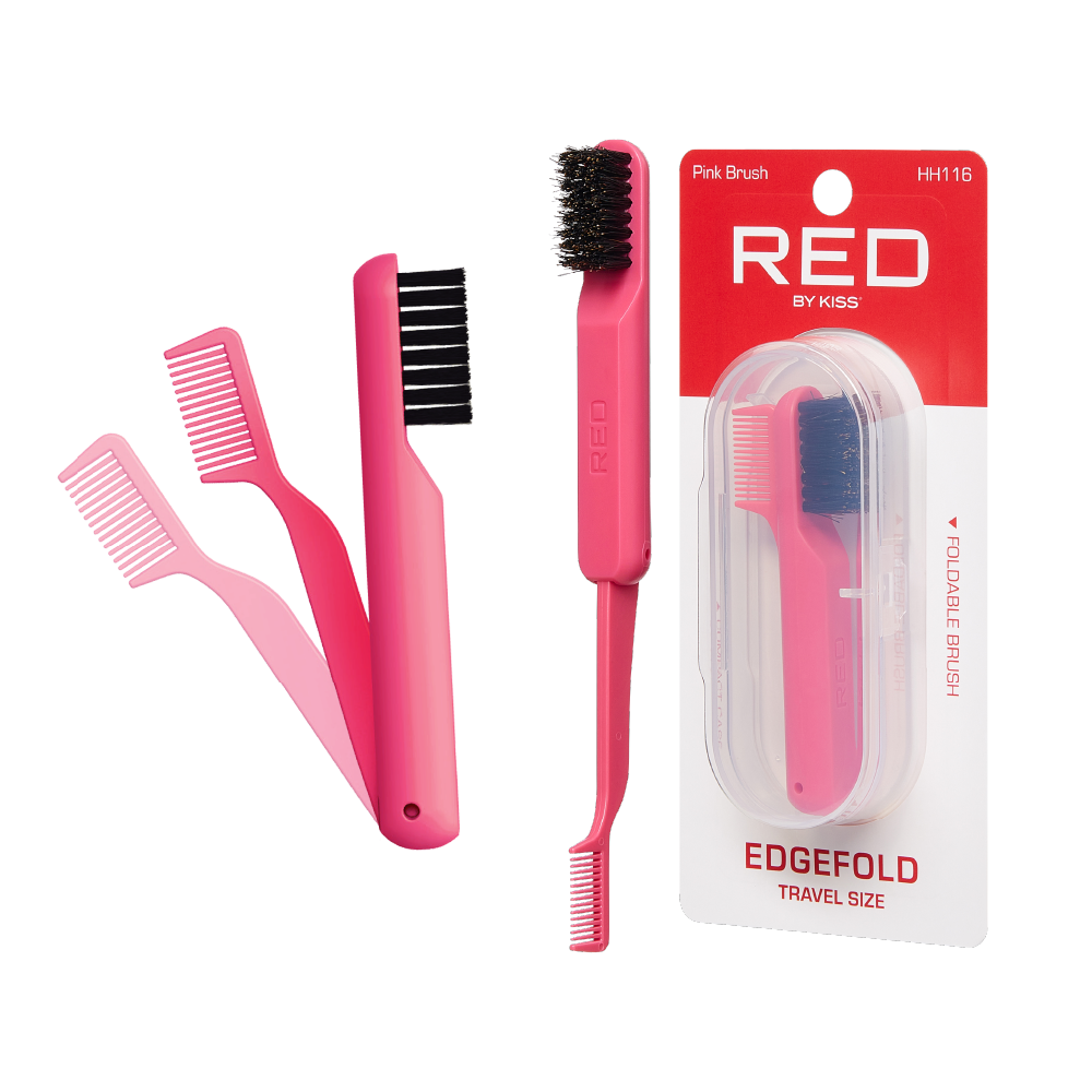 2-in-1 Foldable Comb & Edge Brush w/ Travel Case