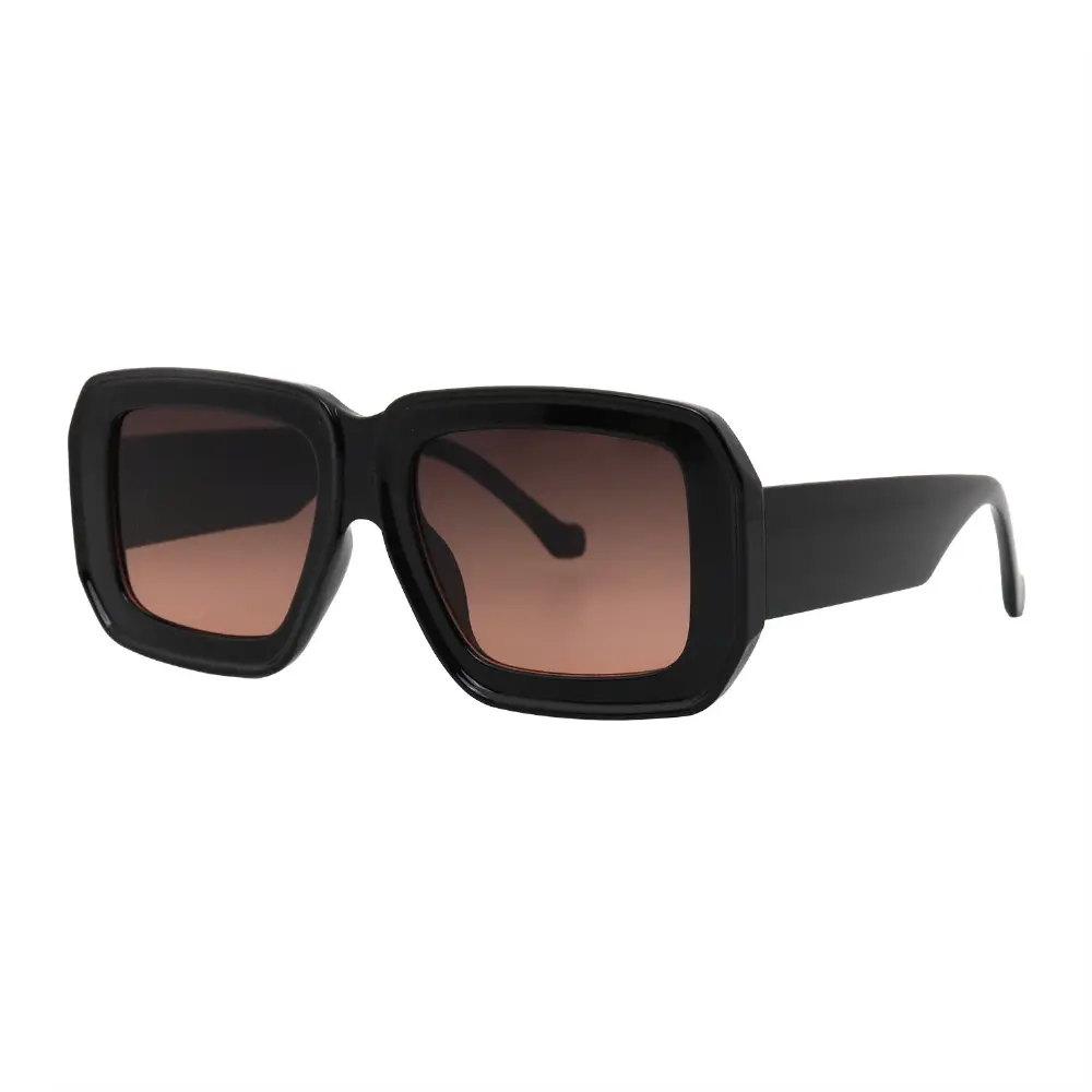 Oversized Black Square Sunglasses with Gradient UV400 Lenses – Retro Bold Unisex Style #05