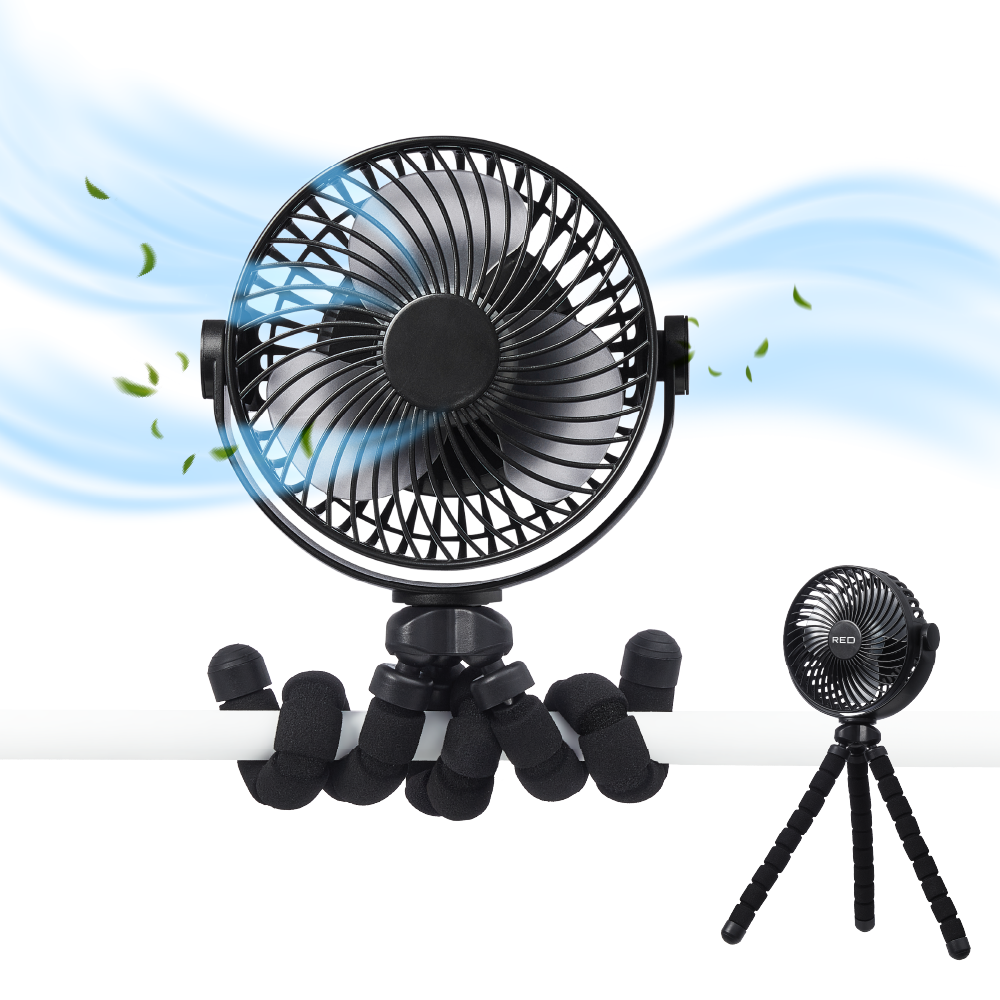 Portable & Adjustable Flexi Tripod Fan with 360° Rotation – USB-C Rechargeable, Quiet Airflow