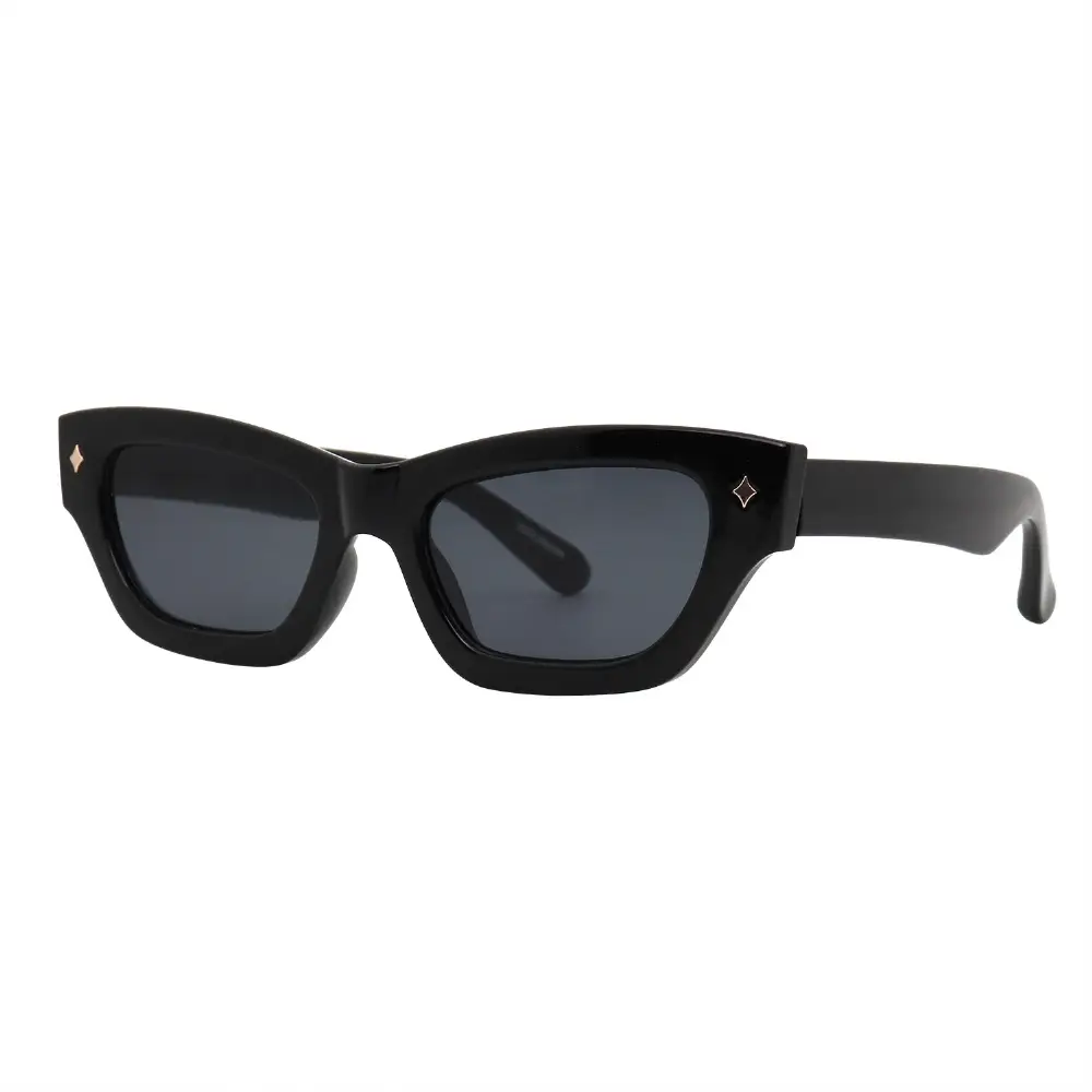 Bold Black Cat Eye Rectangle Sunglasses with UV400 Lenses - 90s Inspired Unisex Fashion Shades #12
