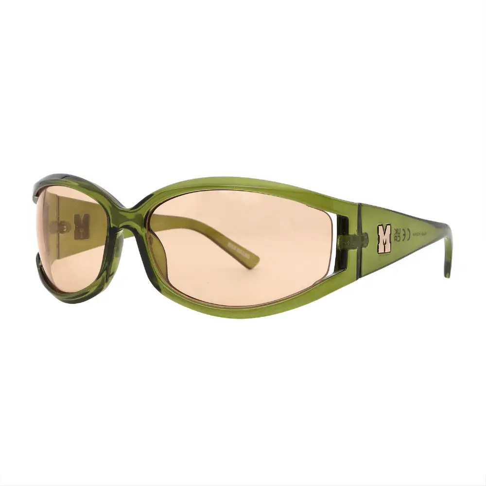 Bold Green Oval Wrap Around Sunglasses with UV400 Lenses – Y2K Futuristic Unisex Fashion Shades #46