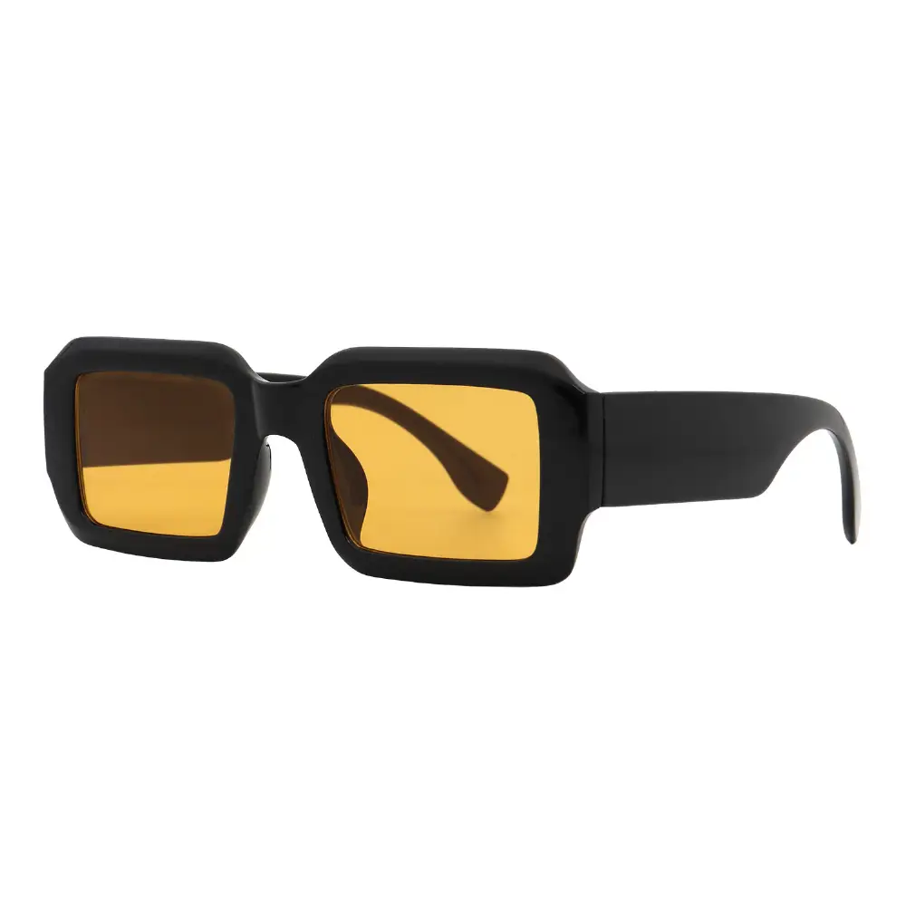 Bold Black Square Sunglasses with Orange Tinted UV400 Lenses – Retro Unisex Oversized Fashion Shades #51