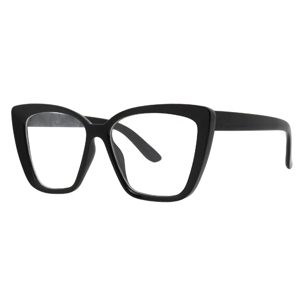 Bold Black Cat Eye Frame with Clear Lens – Oversized Retro 90s Inspired Fake Glasses #19