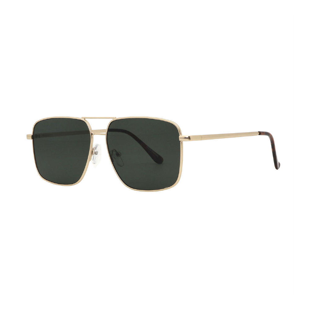 Bold Gold Square Aviator Frame with Dark UV400 Lens – Lightweight Retro Sunglasses for Men #04