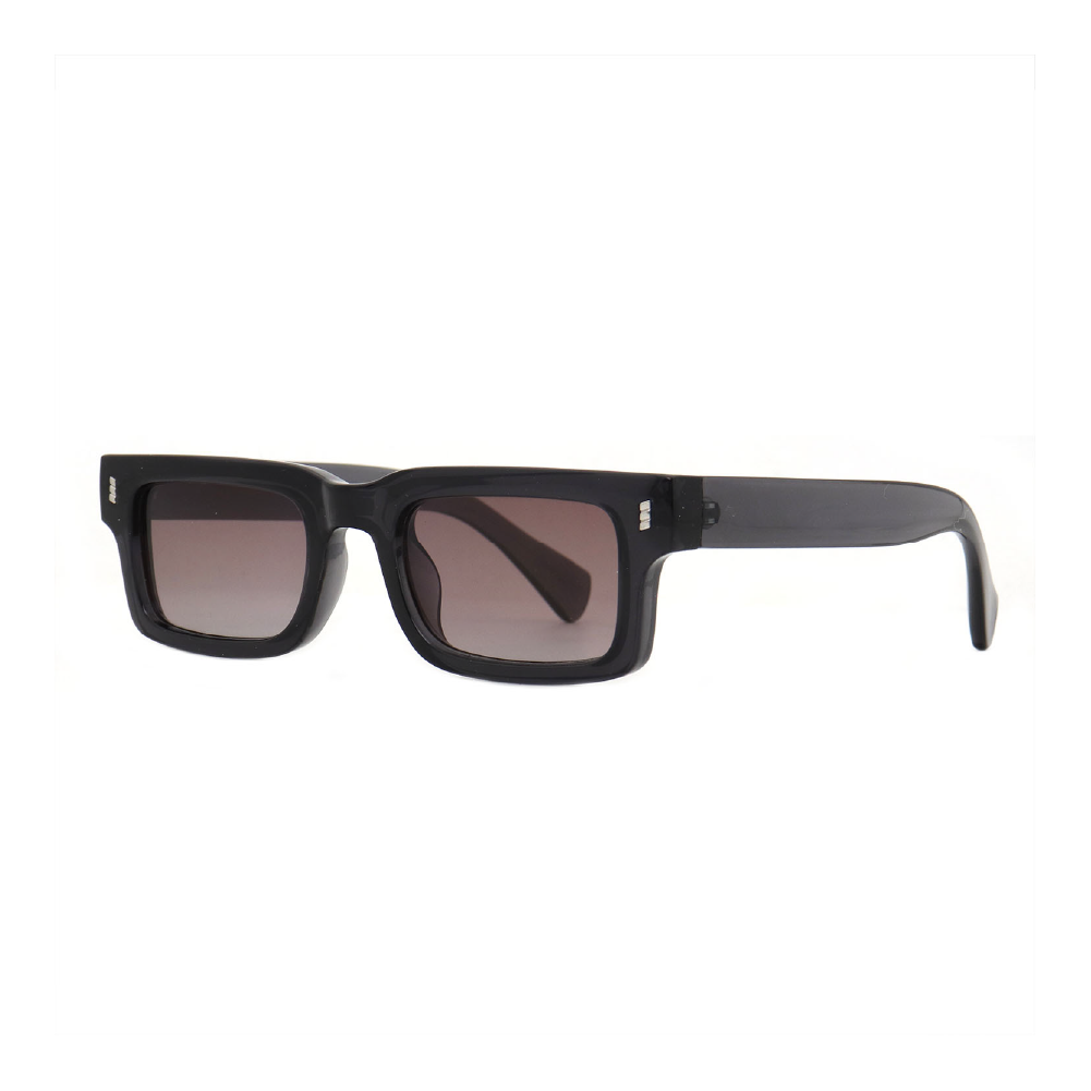 Bold Black Rectangle Frame with Grey UV400 Lens – Chunky Retro Sunglasses #12