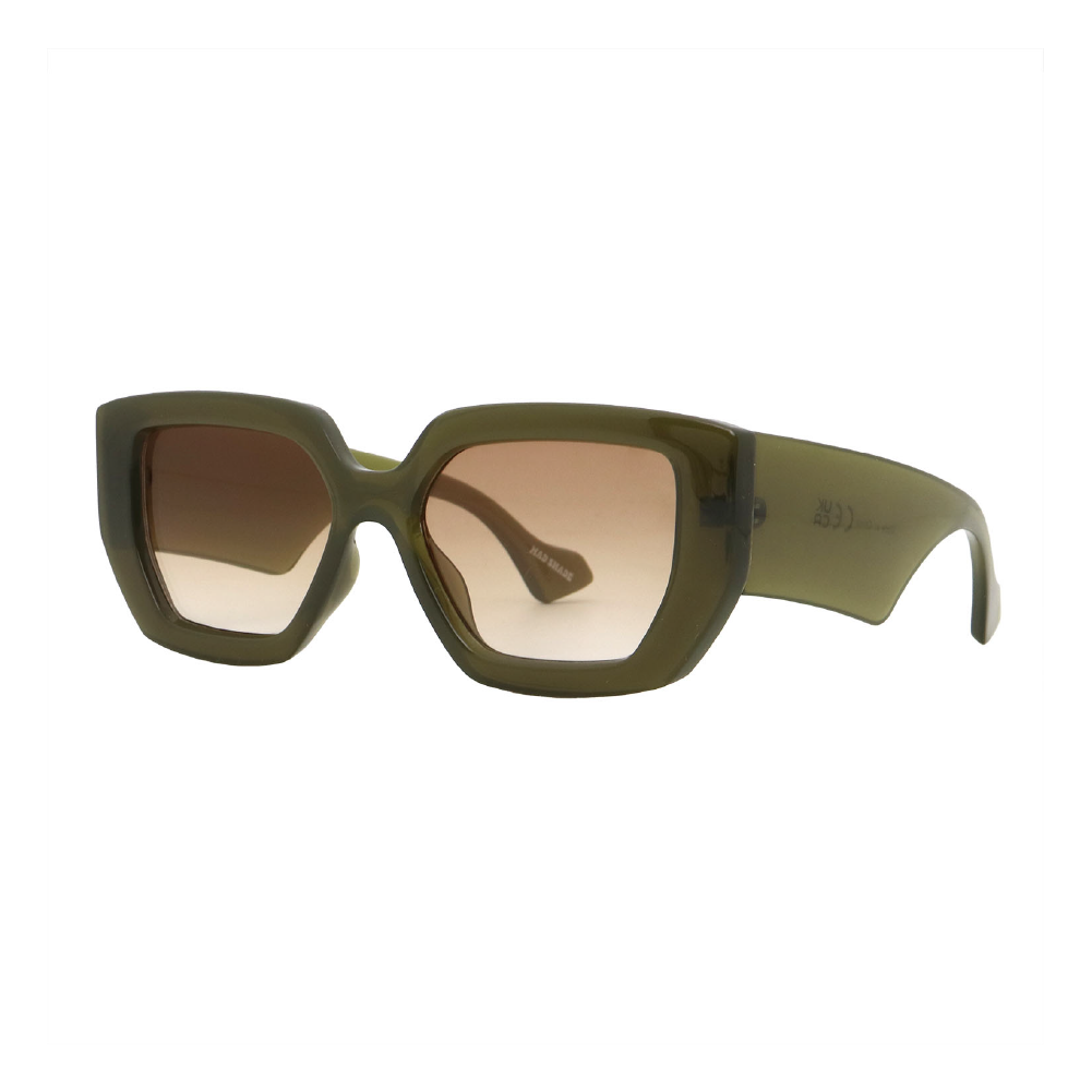 Bold Green Geometric Frame with Brown UV400 Lens – Oversized Retro Sunglasses #16