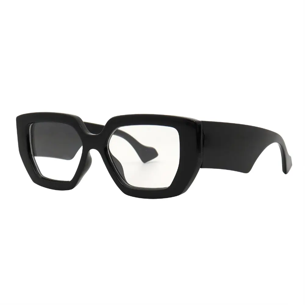 Bold Black Square Frame with Clear Lens – Oversized Statement Fashion Glasses  #41
