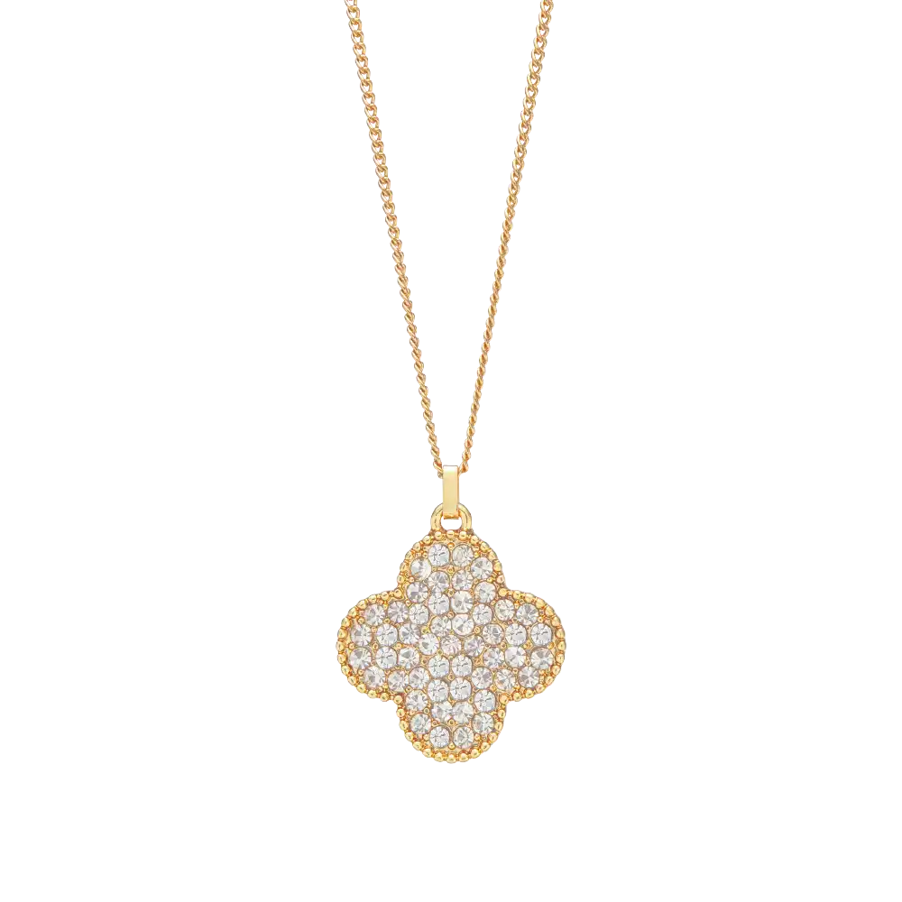 14K Gold Plated Clover Quatrefoil Alhambra Motif Pendant Necklace